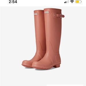 Hunter tall rain boots tough pink